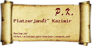 Platzerjanó Kazimir névjegykártya